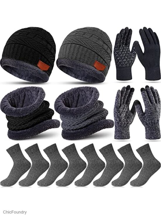 Other - 10-Piece Winter Hat Beanie Scarf Touch Screen Gloves and Sock Set